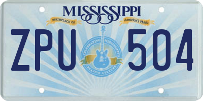 MS license plate ZPU504