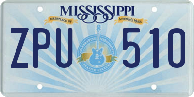 MS license plate ZPU510