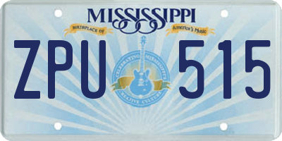MS license plate ZPU515
