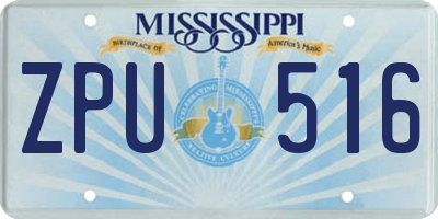 MS license plate ZPU516