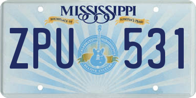 MS license plate ZPU531
