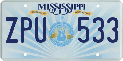 MS license plate ZPU533