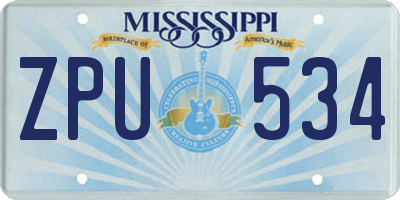 MS license plate ZPU534