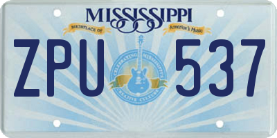MS license plate ZPU537
