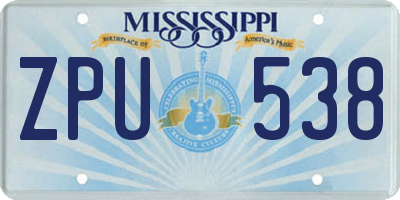 MS license plate ZPU538