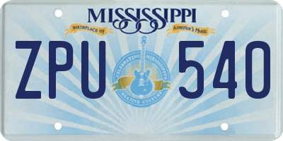 MS license plate ZPU540