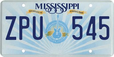 MS license plate ZPU545