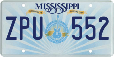 MS license plate ZPU552