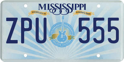 MS license plate ZPU555