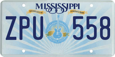 MS license plate ZPU558