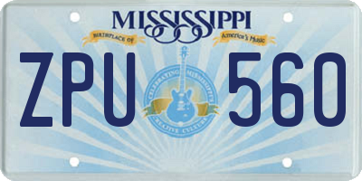 MS license plate ZPU560