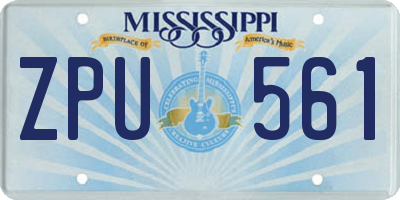 MS license plate ZPU561