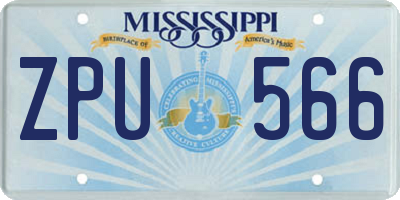 MS license plate ZPU566