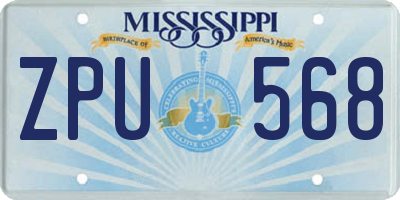 MS license plate ZPU568