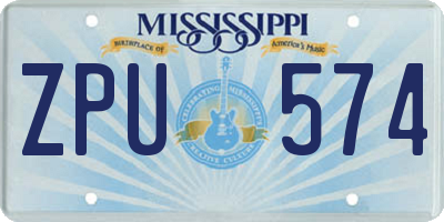 MS license plate ZPU574