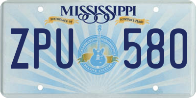 MS license plate ZPU580