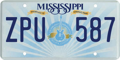 MS license plate ZPU587
