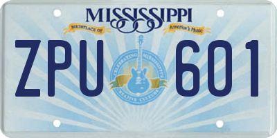 MS license plate ZPU601