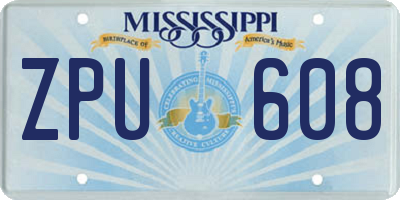 MS license plate ZPU608