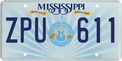 MS license plate ZPU611
