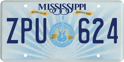 MS license plate ZPU624