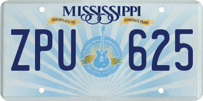 MS license plate ZPU625