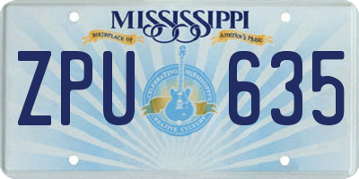 MS license plate ZPU635