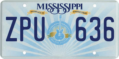 MS license plate ZPU636