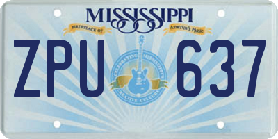 MS license plate ZPU637