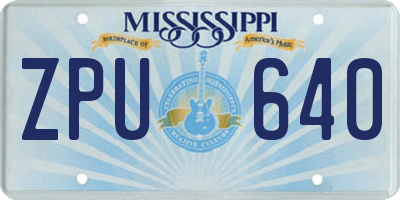 MS license plate ZPU640