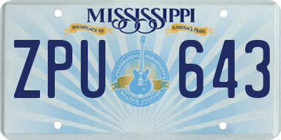 MS license plate ZPU643