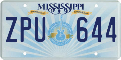 MS license plate ZPU644