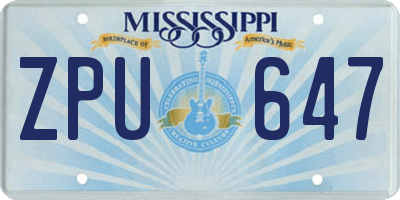 MS license plate ZPU647