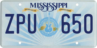 MS license plate ZPU650