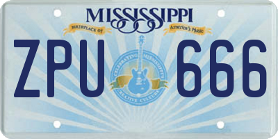 MS license plate ZPU666