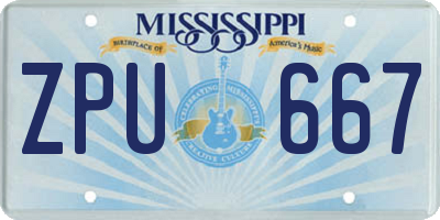 MS license plate ZPU667