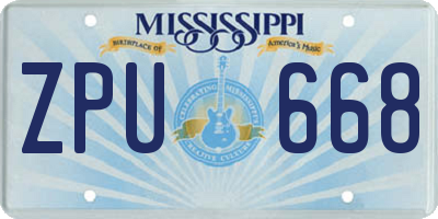 MS license plate ZPU668