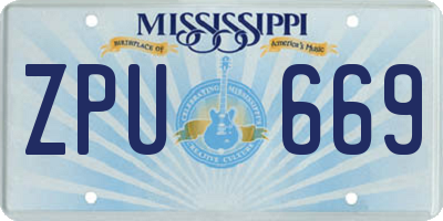 MS license plate ZPU669