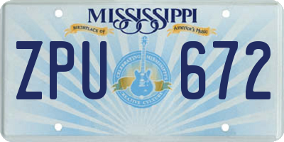 MS license plate ZPU672