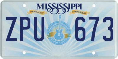 MS license plate ZPU673