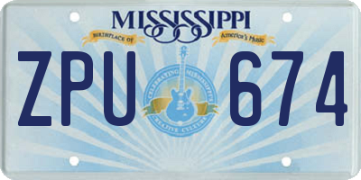 MS license plate ZPU674