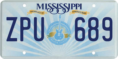 MS license plate ZPU689