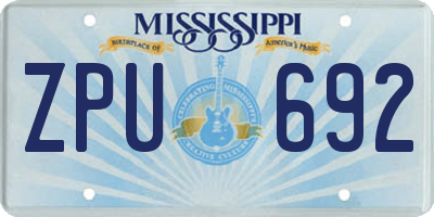 MS license plate ZPU692