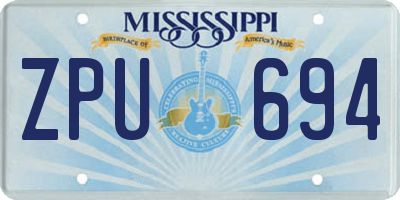 MS license plate ZPU694