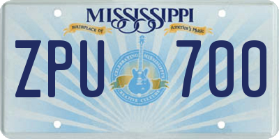 MS license plate ZPU700