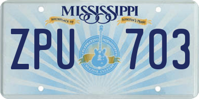 MS license plate ZPU703