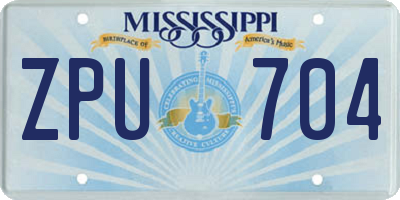 MS license plate ZPU704