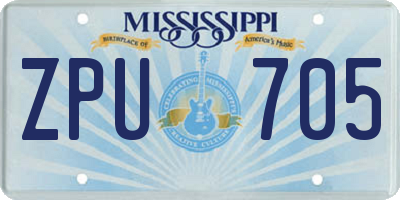 MS license plate ZPU705