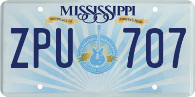 MS license plate ZPU707