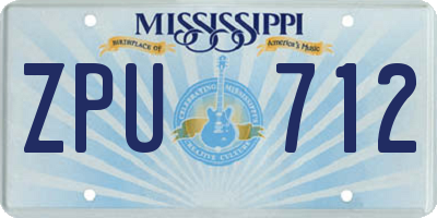 MS license plate ZPU712